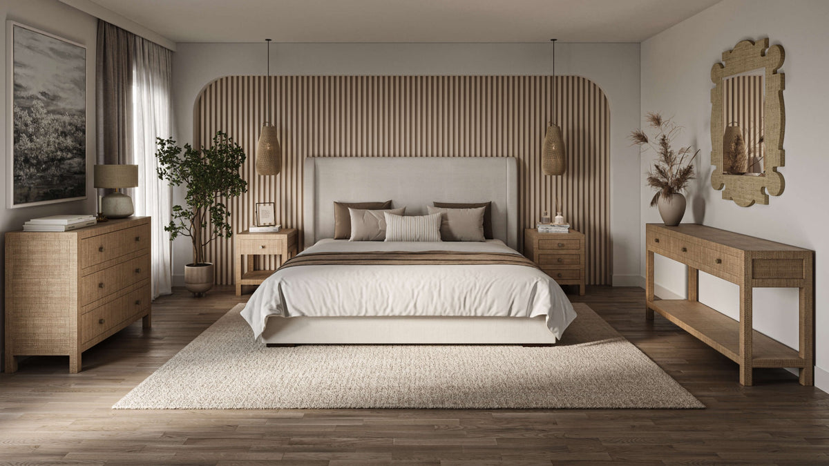 Kagu End Table Wrapped in Natural Rattan