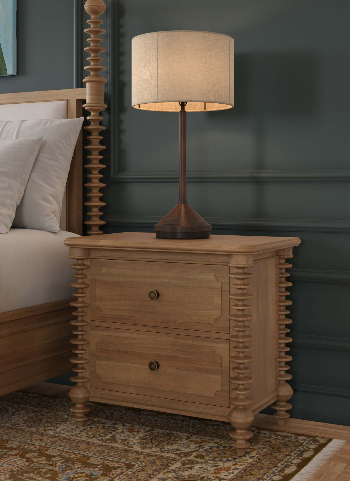 Milano 2 Drawer Bedside Table in Fruitwood