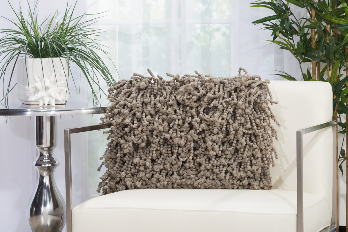 Shag DC105 Silver 14" x 20" Throw Pillows