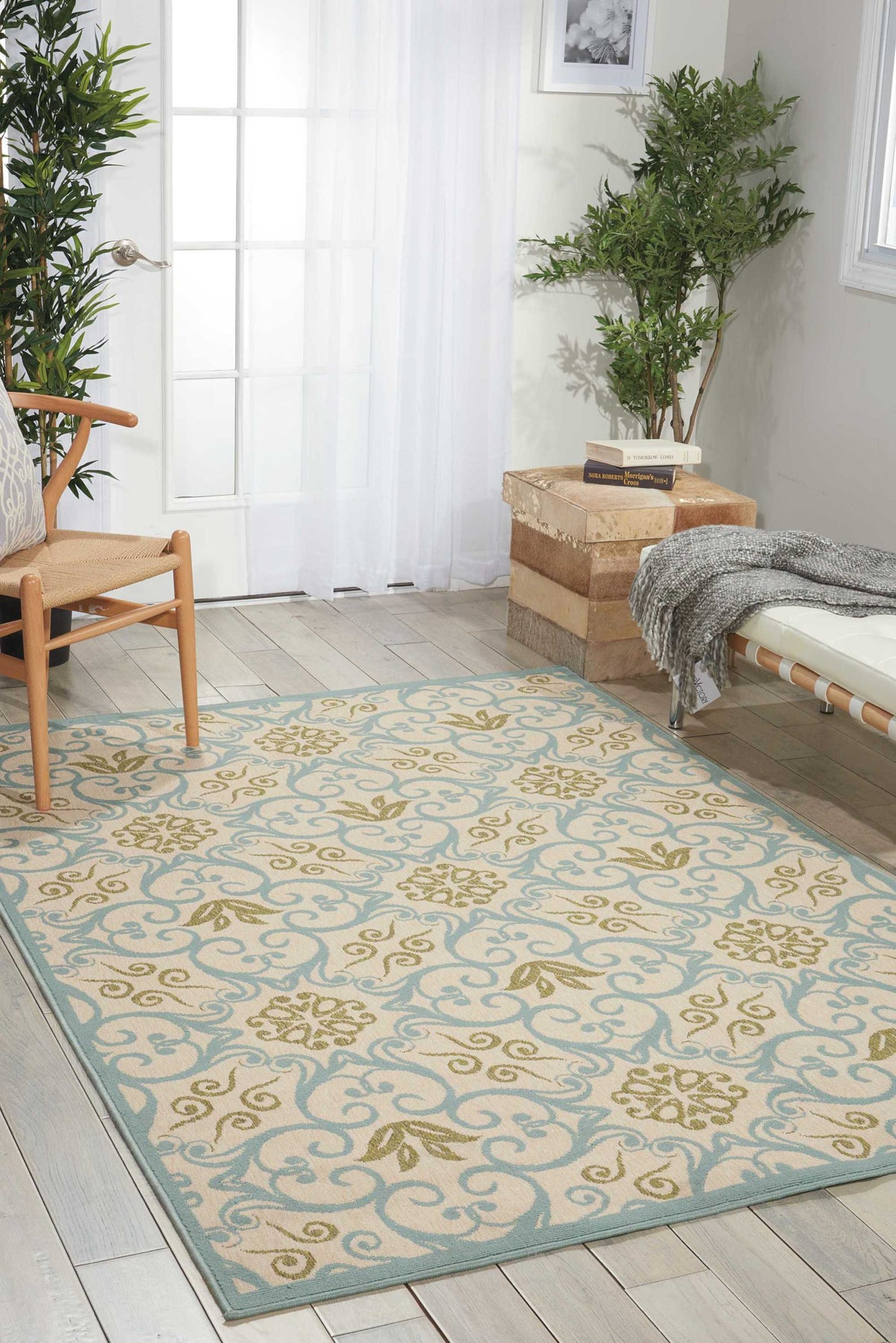 Caribbean CRB02 Ivory Blue Rug
