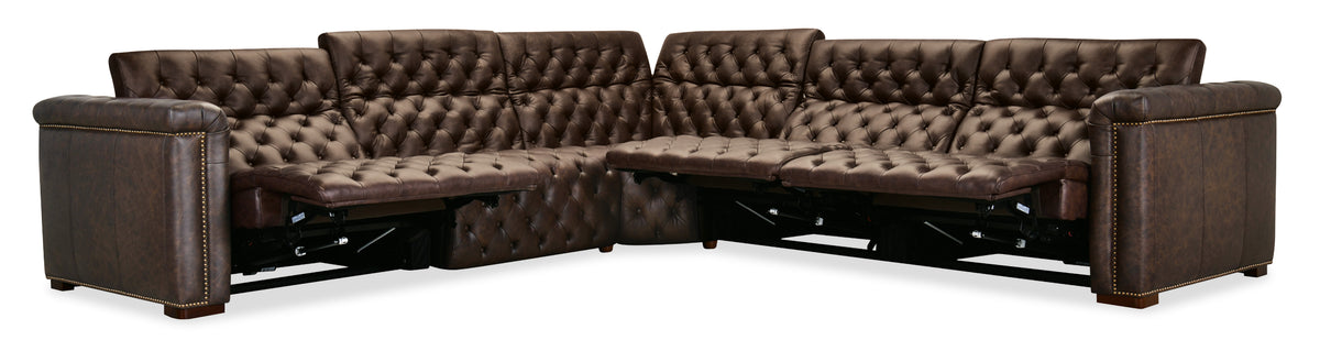 Savion Deux 5 Seat Sectional with Four Power Recliners and Six Power Headrests
