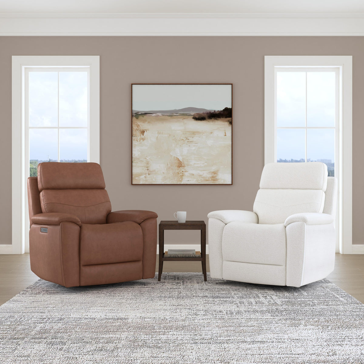 Refined Leather Perfect Match Power Swivel Gliding Recliner with Power Headrest & Lumbar