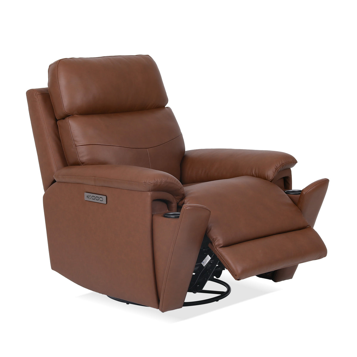 Refined Leather Perfect Match Power Swivel Gliding Recliner with Power Headrest & Lumbar