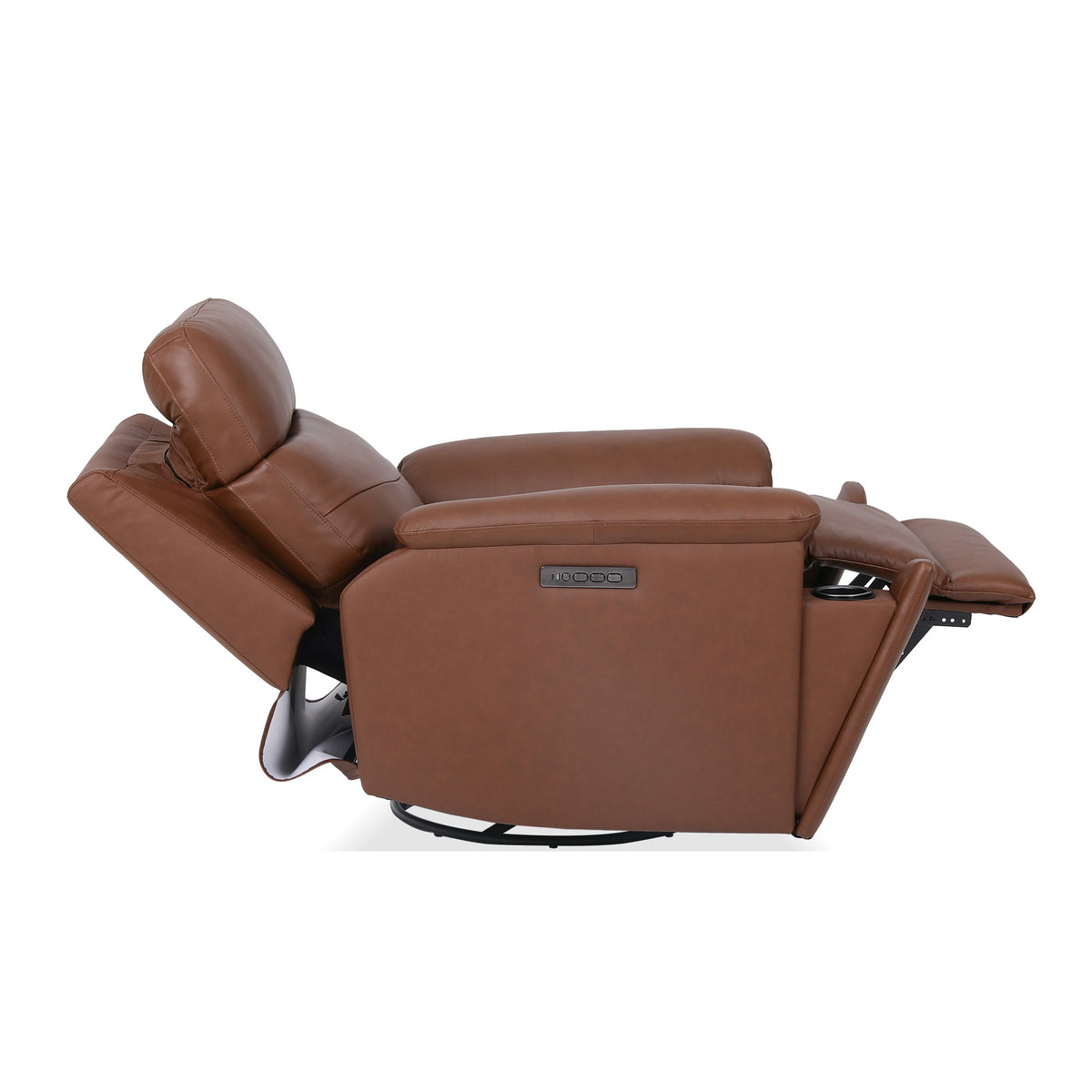 Refined Leather Perfect Match Power Swivel Gliding Recliner with Power Headrest & Lumbar