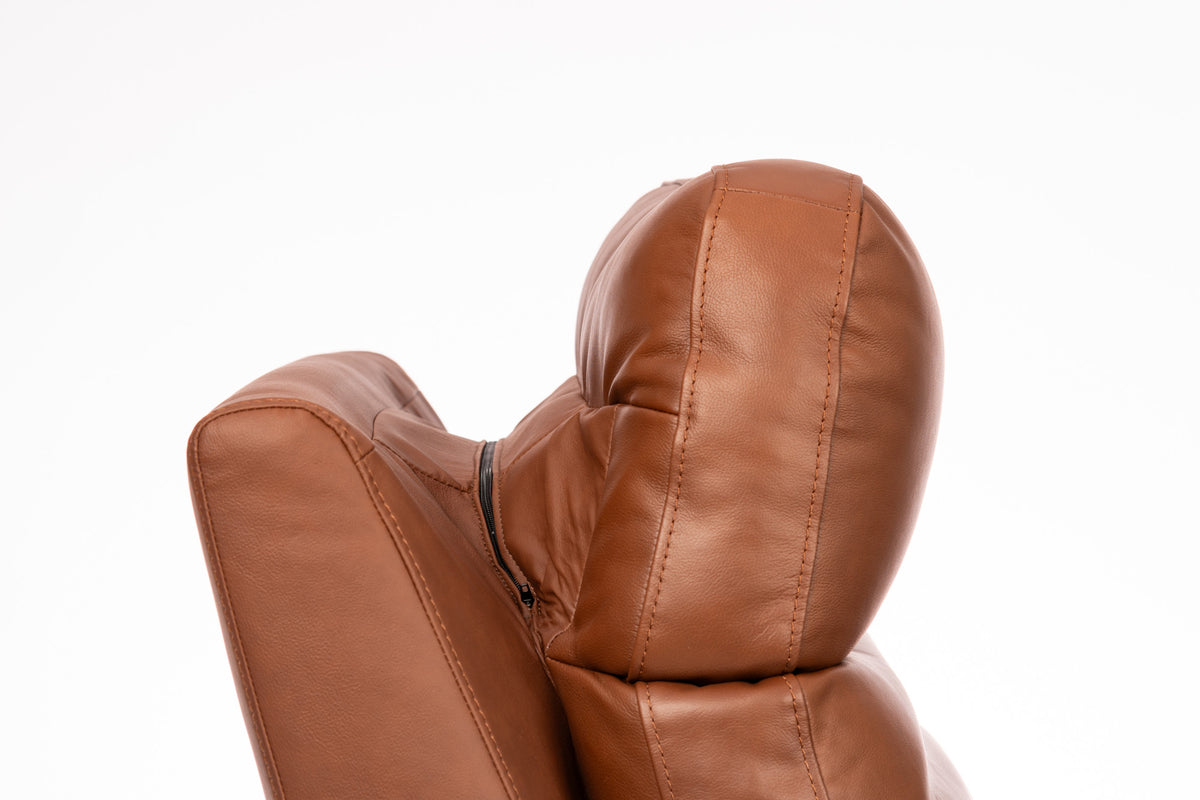Refined Leather Perfect Match Power Swivel Gliding Recliner with Power Headrest & Lumbar