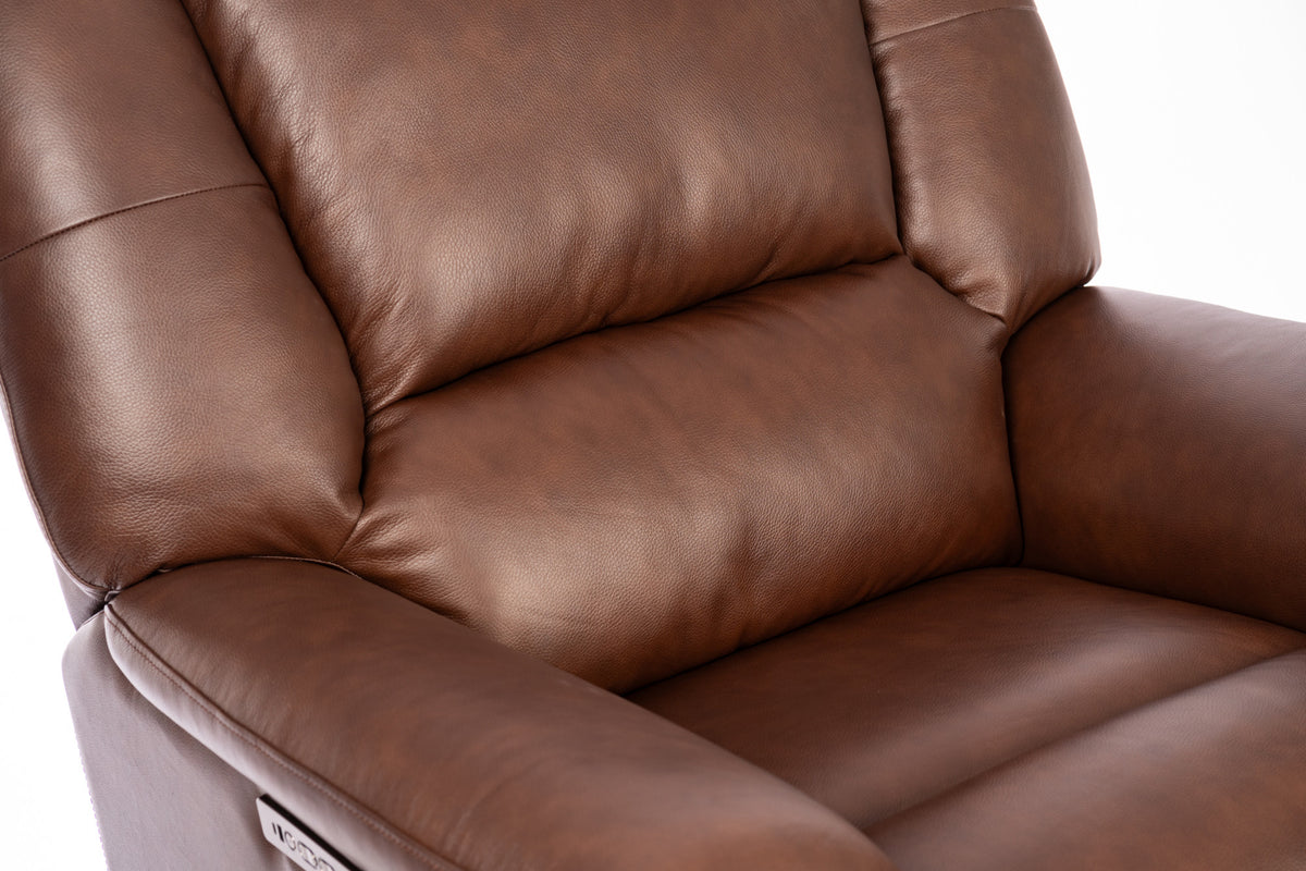 Plush Leather Perfect Match Power Gliding Recliner with Power Headrest & Lumbar