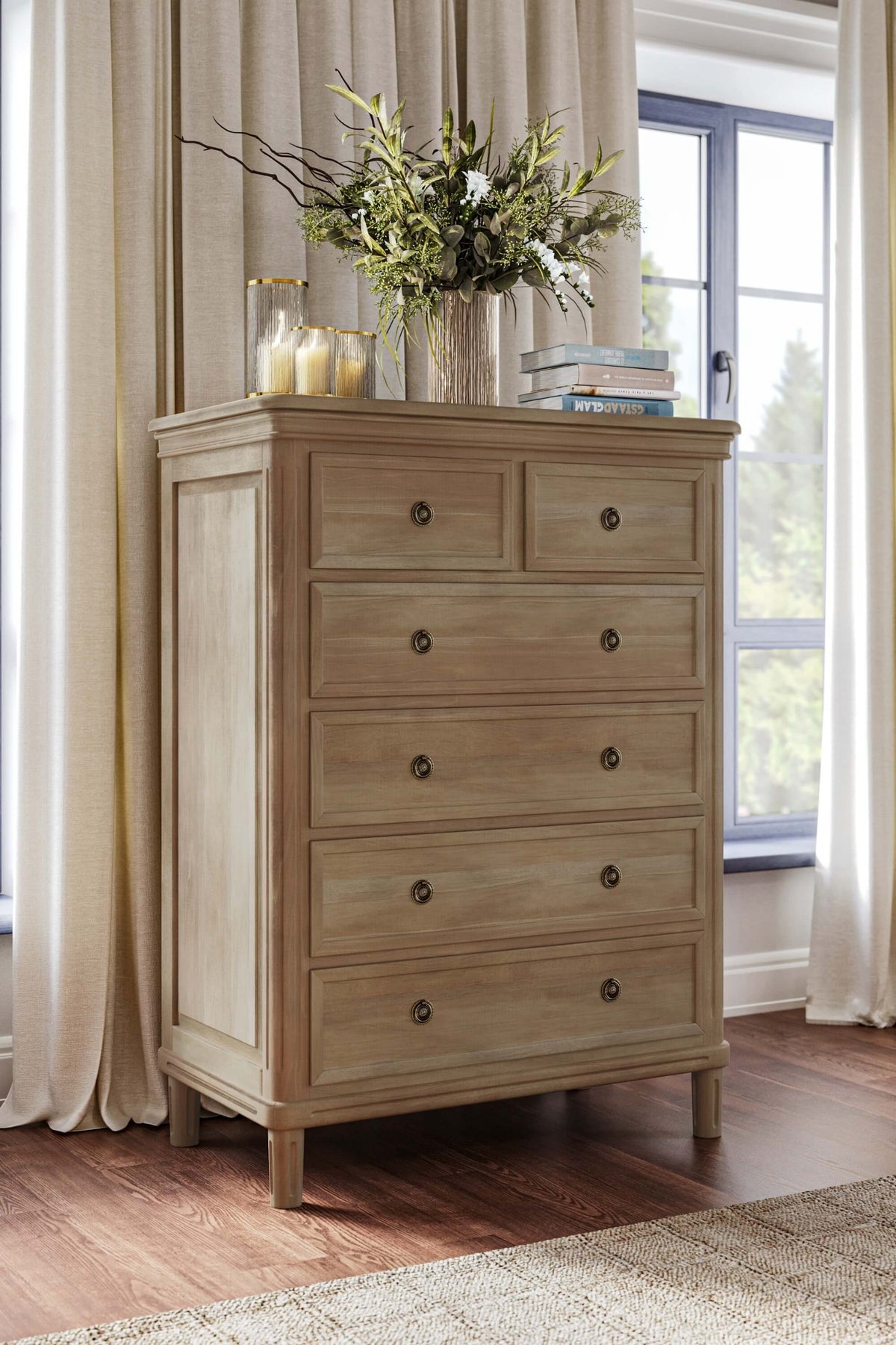 Hayward 6 Drawer Tall Boy in Fruitwood