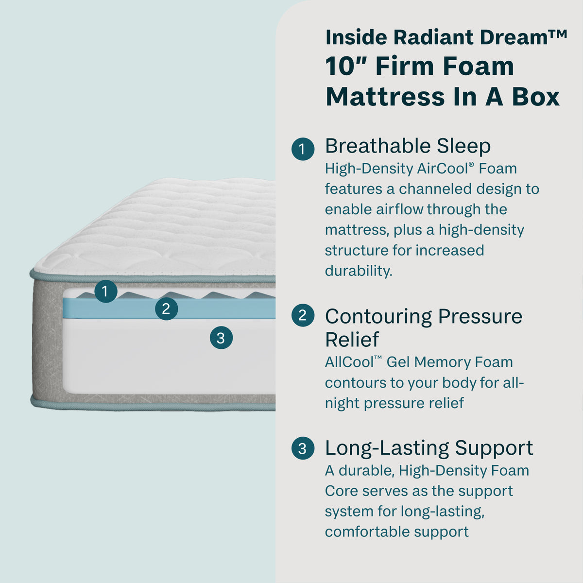 Radiant Dream 10" Memory Foam Firm Mattress in a Box