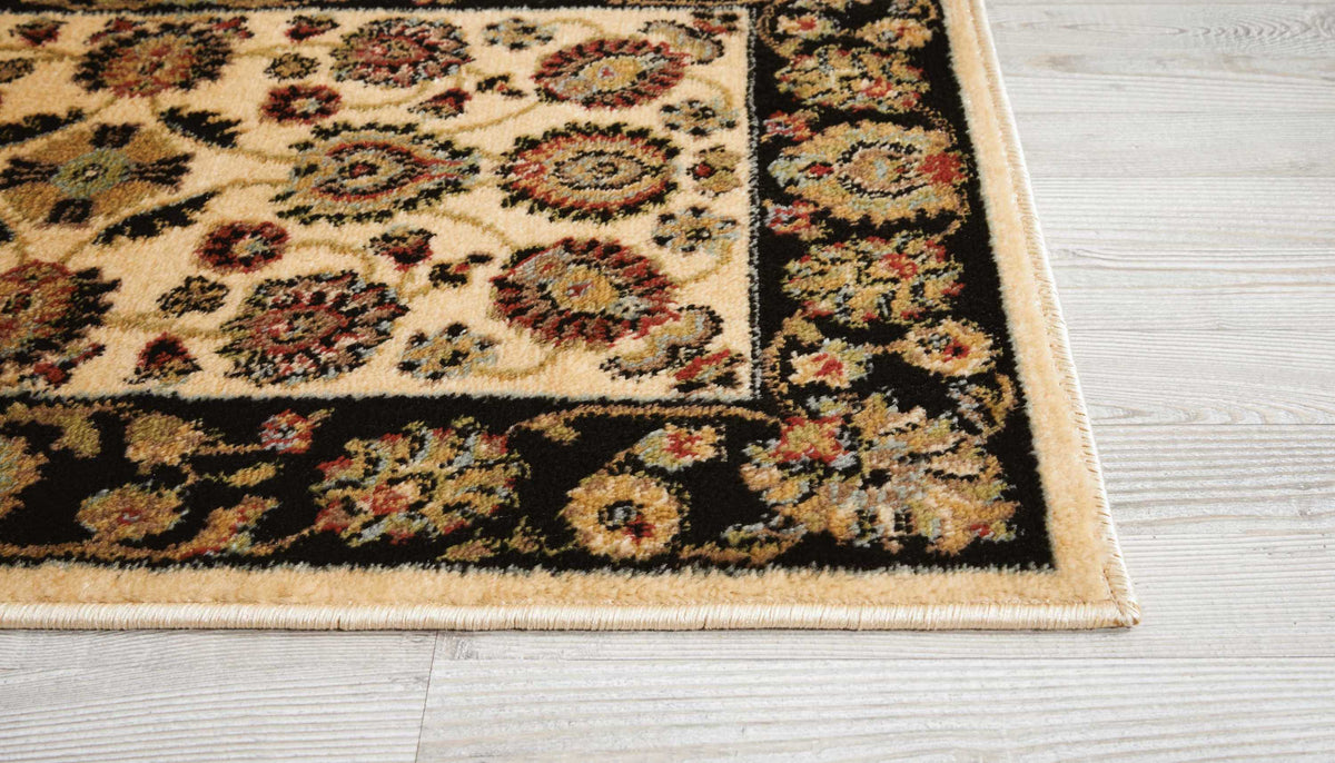 Delano DEL01 Ivory Black Rug