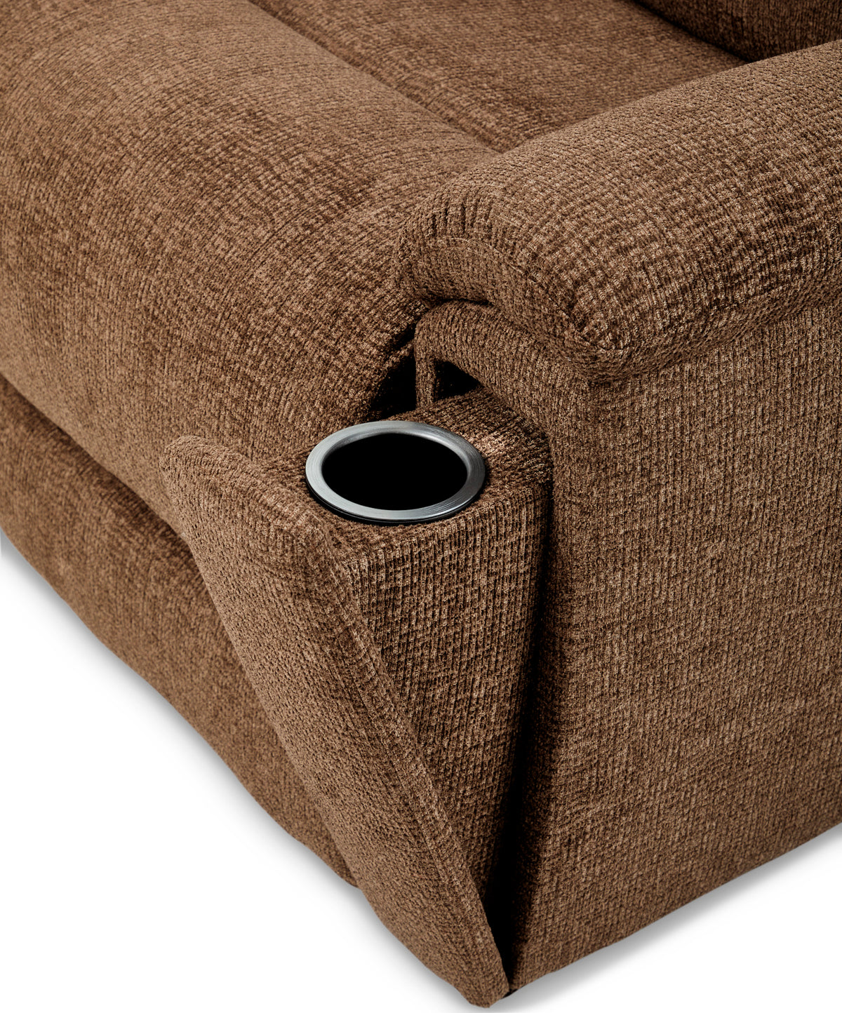 Refined Fabric Power Swivel Gliding Recliner with Power Headrest & Lumbar