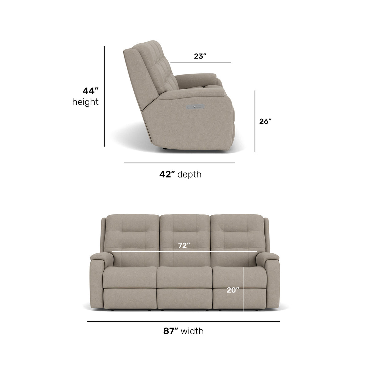 Arlo Fabric Power Reclining Sofa