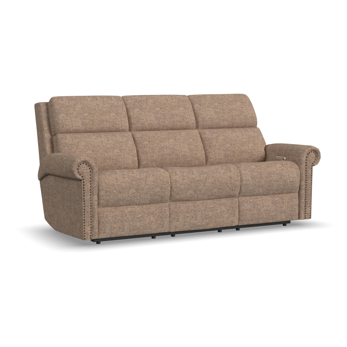 Bernard Fabric Power Reclining Sofa with Console, Power Headrest, & Lumbar