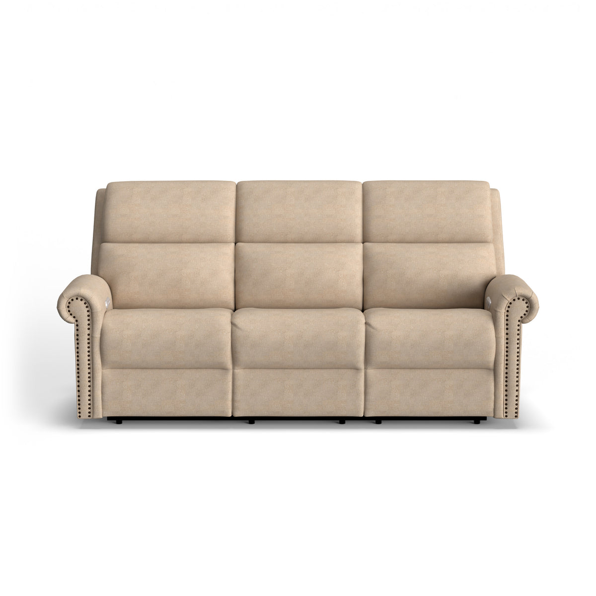 Bernard Fabric Power Reclining Sofa with Console, Power Headrest, & Lumbar