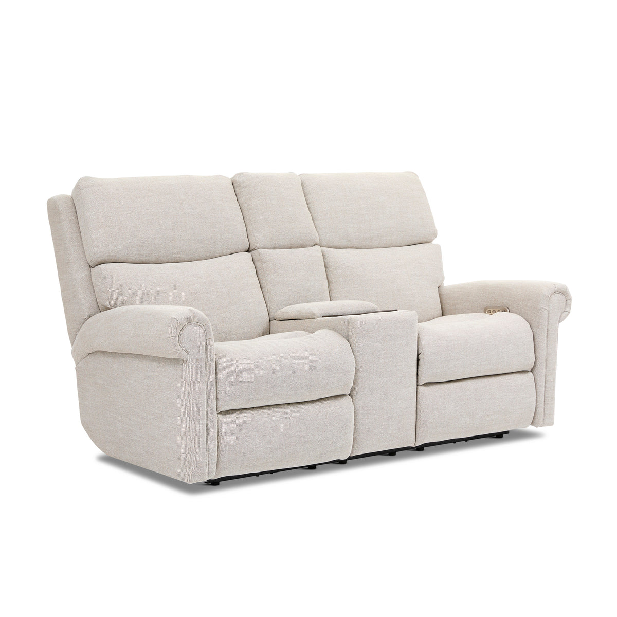 Bernard Fabric Power Reclining Loveseat with Console, Power Headrest, & Lumbar