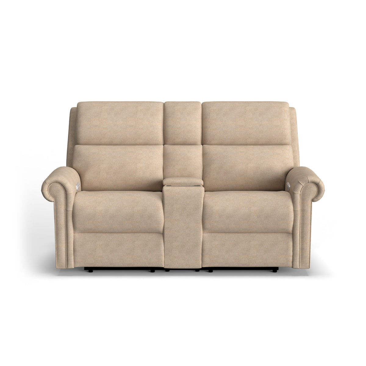 Bernard Fabric Power Reclining Loveseat with Console, Power Headrest, & Lumbar