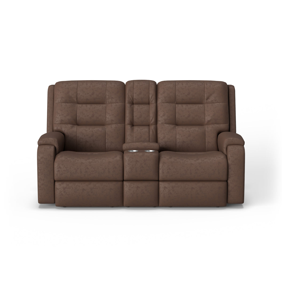 Arlo Leather Power Reclining Loveseat with Console & Power Headrests