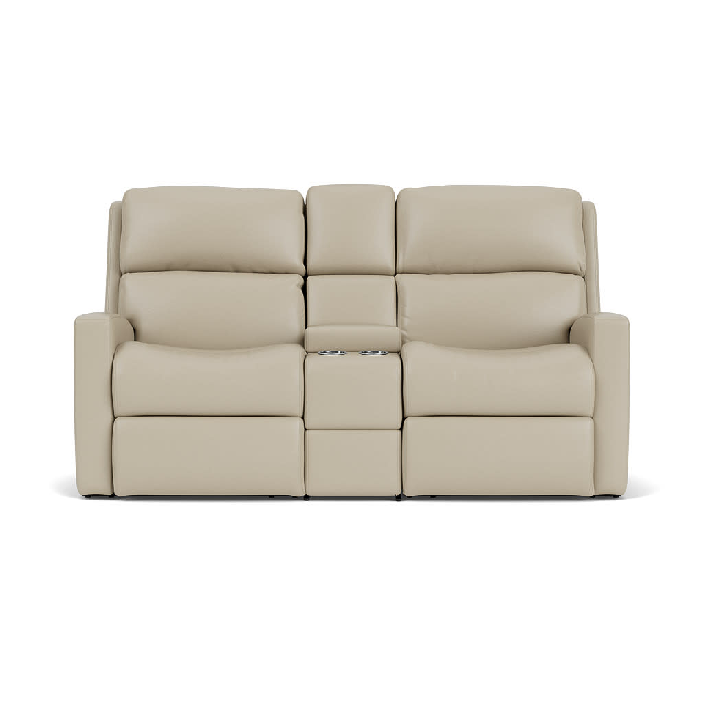 Catalina Leather Reclining Loveseat with Console