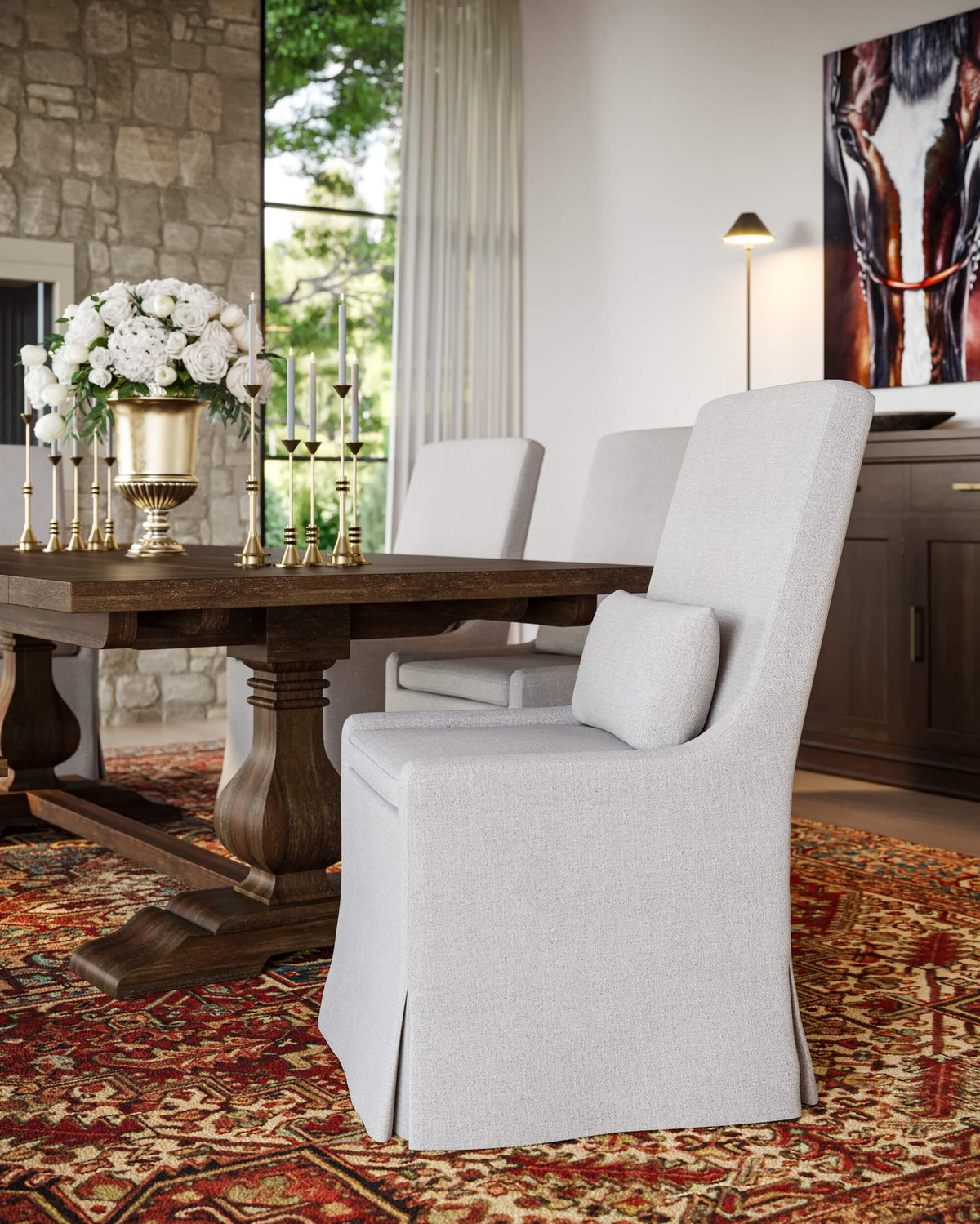 Sierra Modern Slipcovered Dining Chair w/o Castors in Camelot Performance Fabric