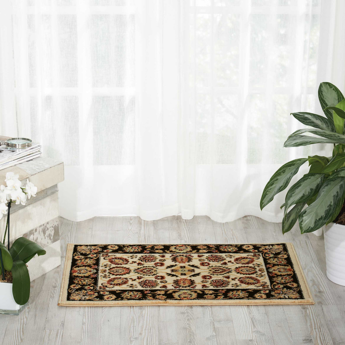 Delano DEL01 Ivory Black Rug