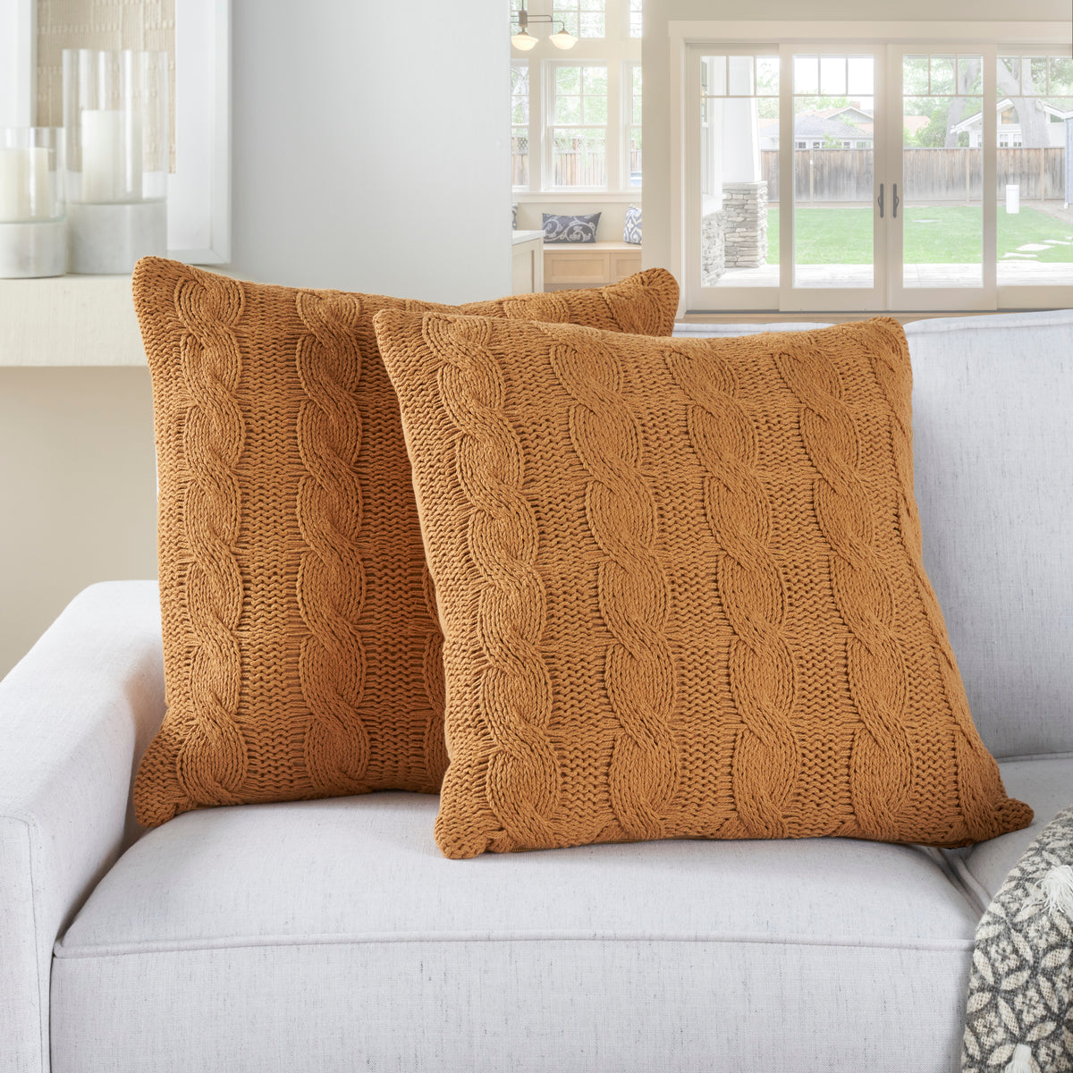 Lifestyle RC586 Gold 18" x 18" Set of 2 Throw Pillows