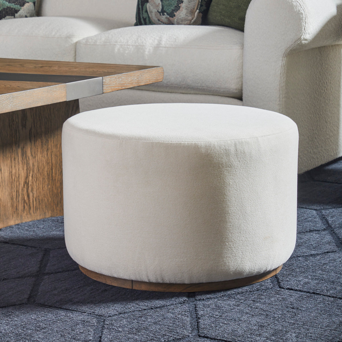 Lyra Fabric Pouf Ottoman 22" W