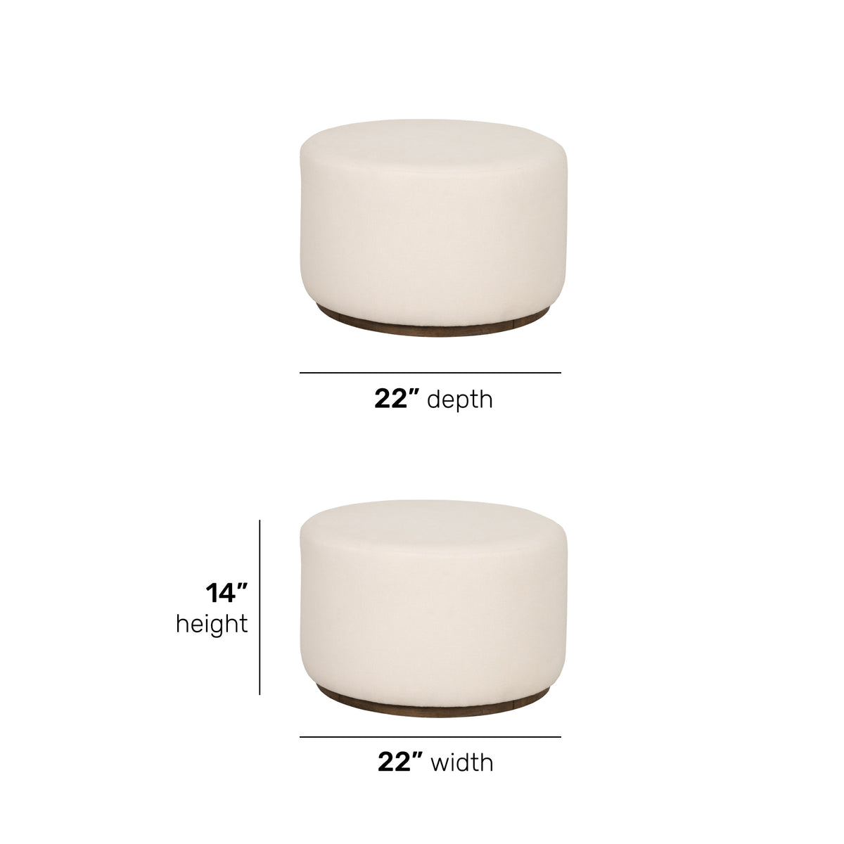 Lyra Fabric Pouf Ottoman 22" W