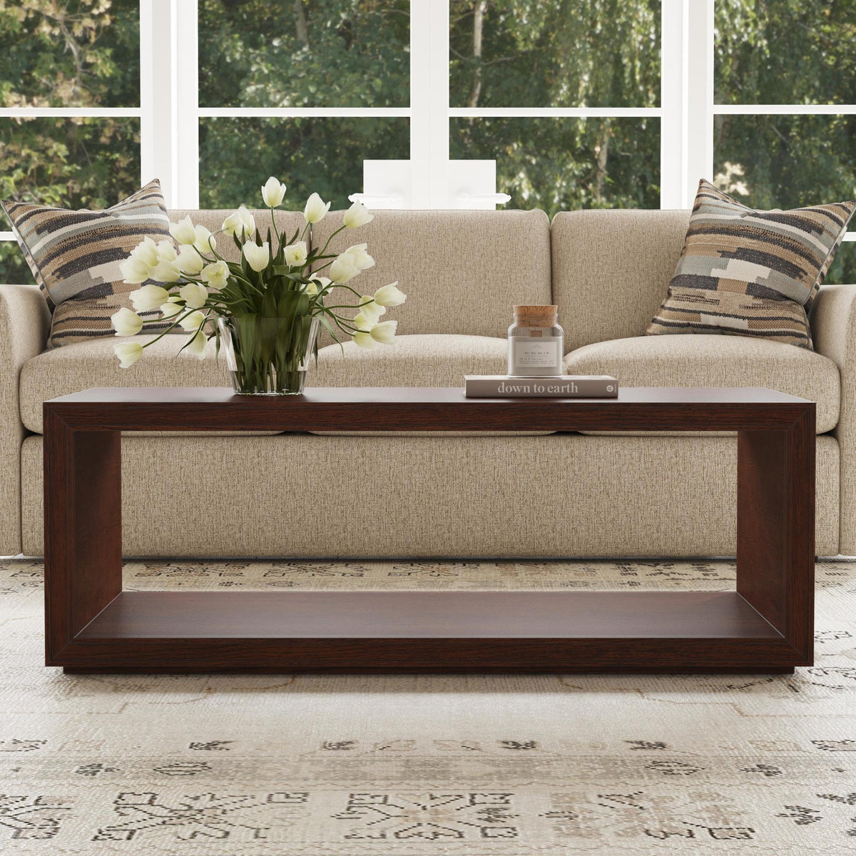 Waterfall Rectangular Coffee Table with Casters (W1026-0311)
