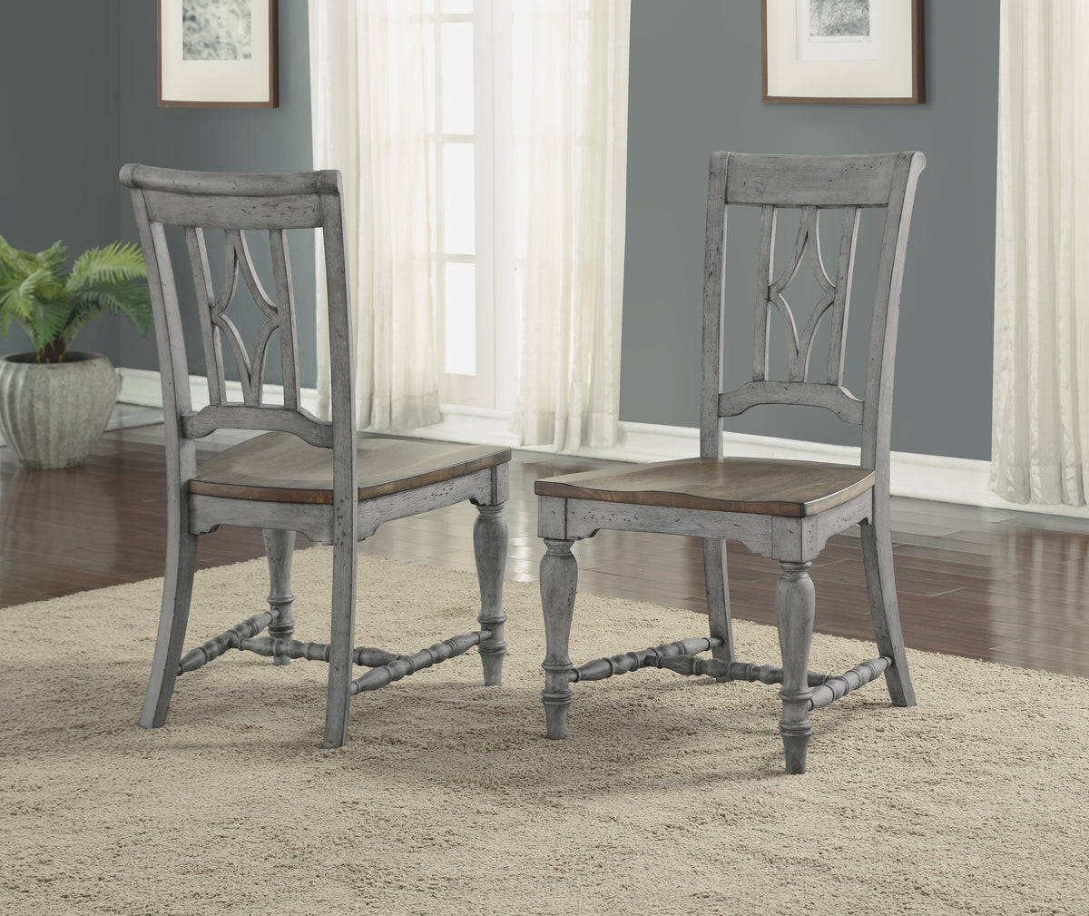 Plymouth Pair of Armless Dining Chairs 22" W