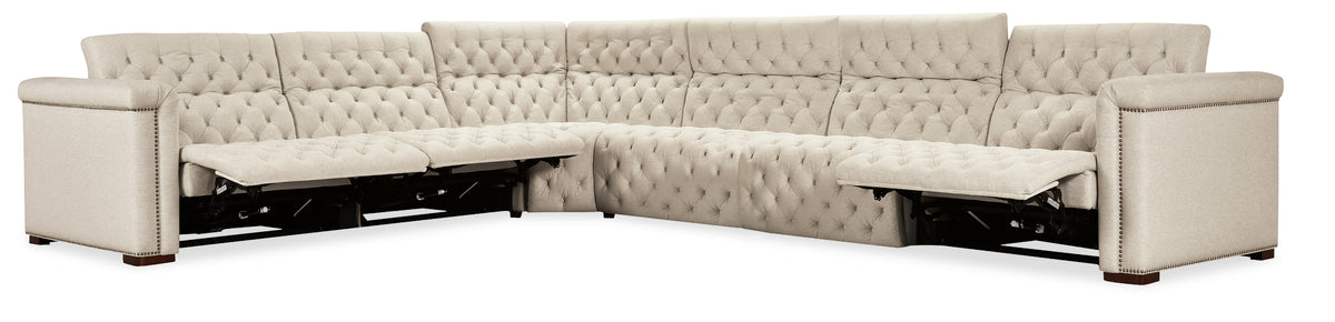 Savion Deux 6 Seat Sectional with Three Power Recliners and Seven Power Headrests