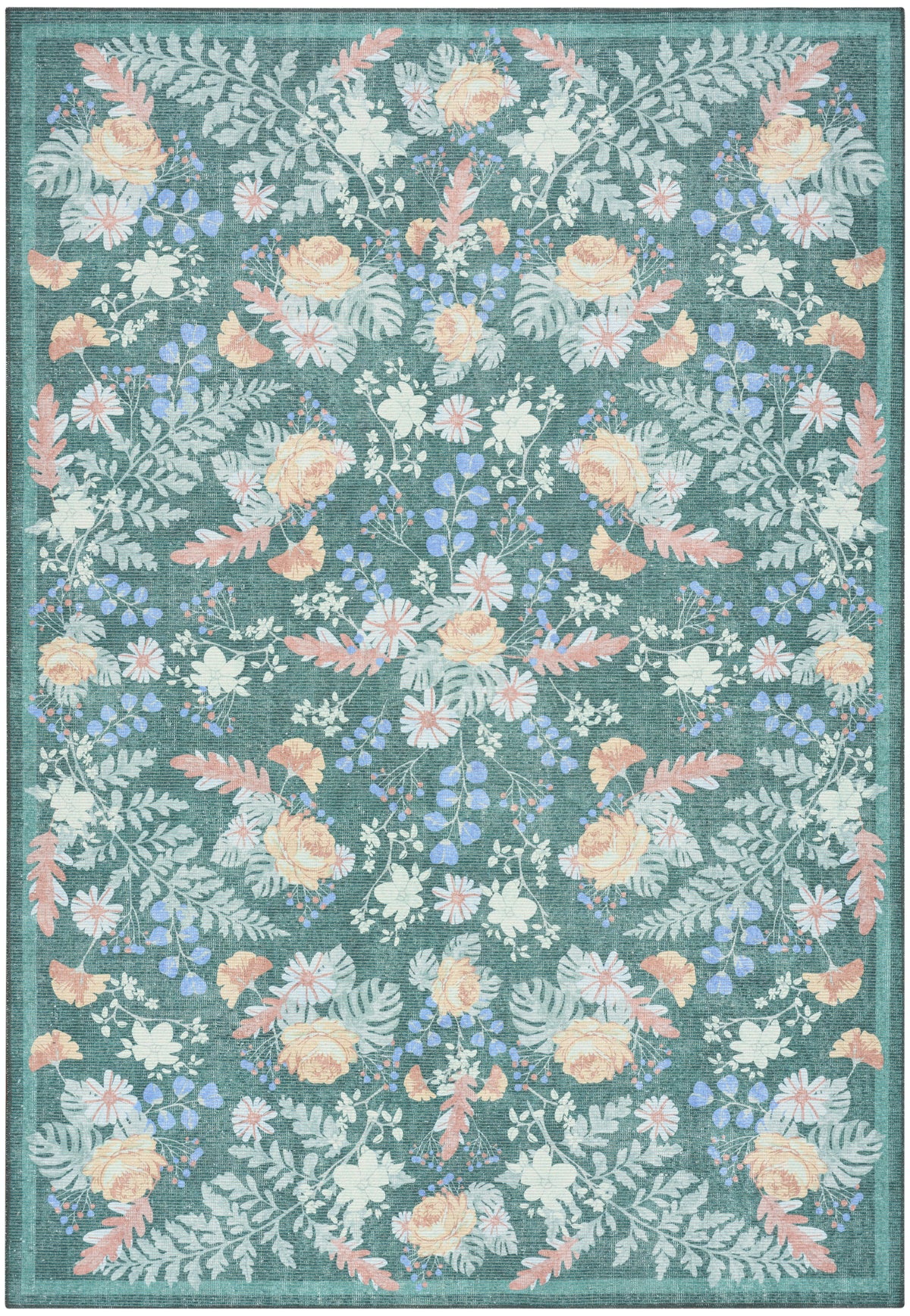 Botanical Washables BOT02 Green Multicolor Rug