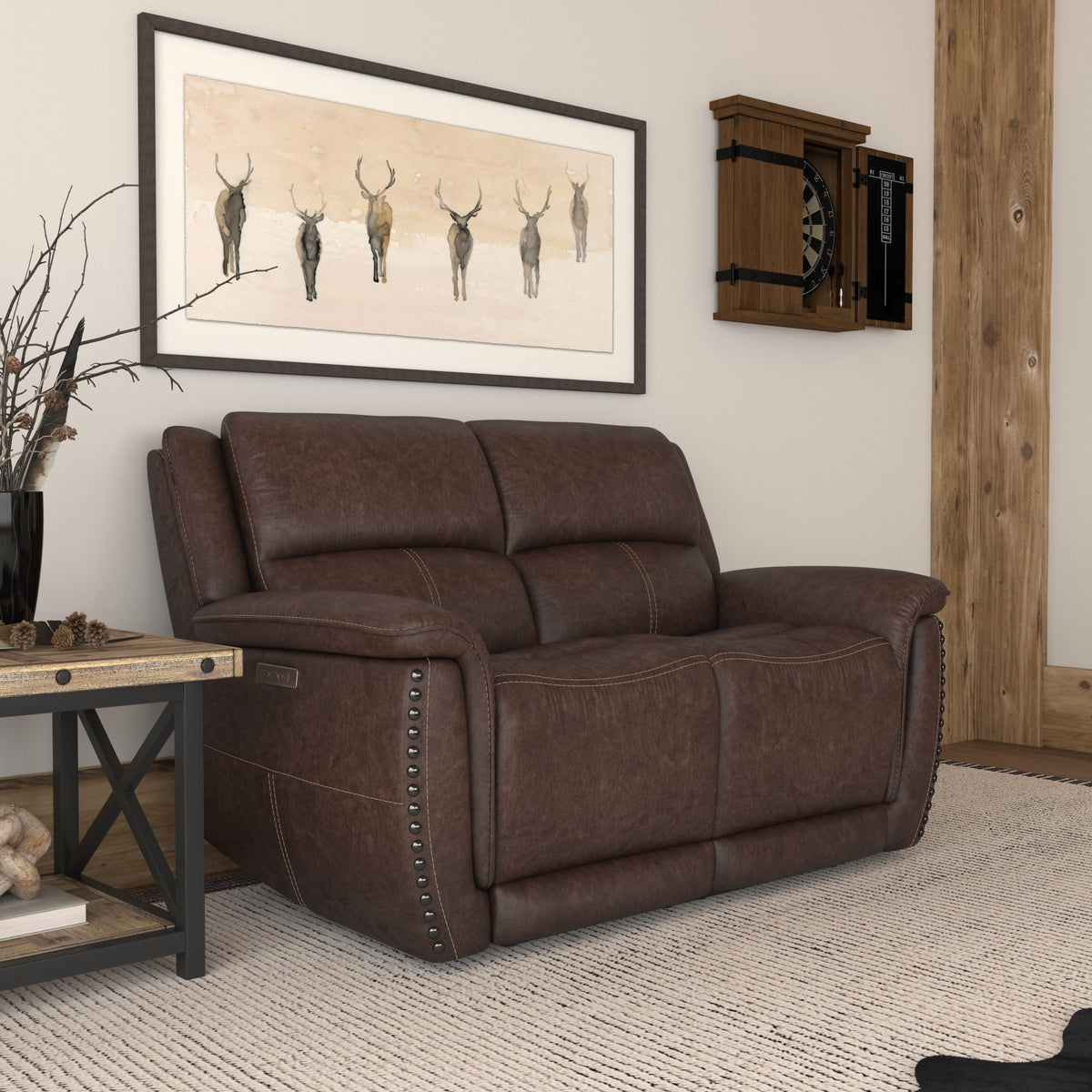 Beau Fabric Power Reclining Loveseat with Power Headrests