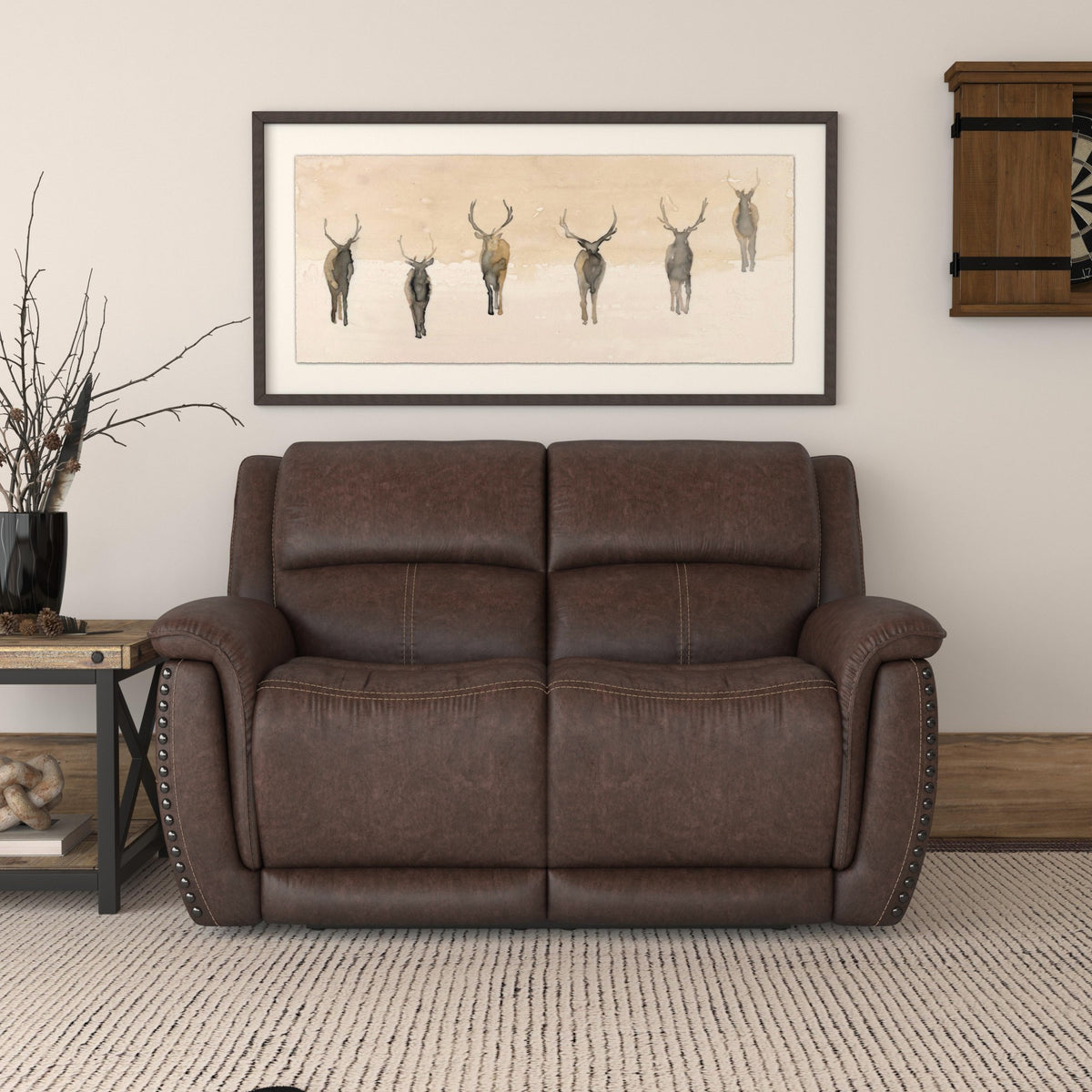 Beau Fabric Power Reclining Loveseat with Power Headrests