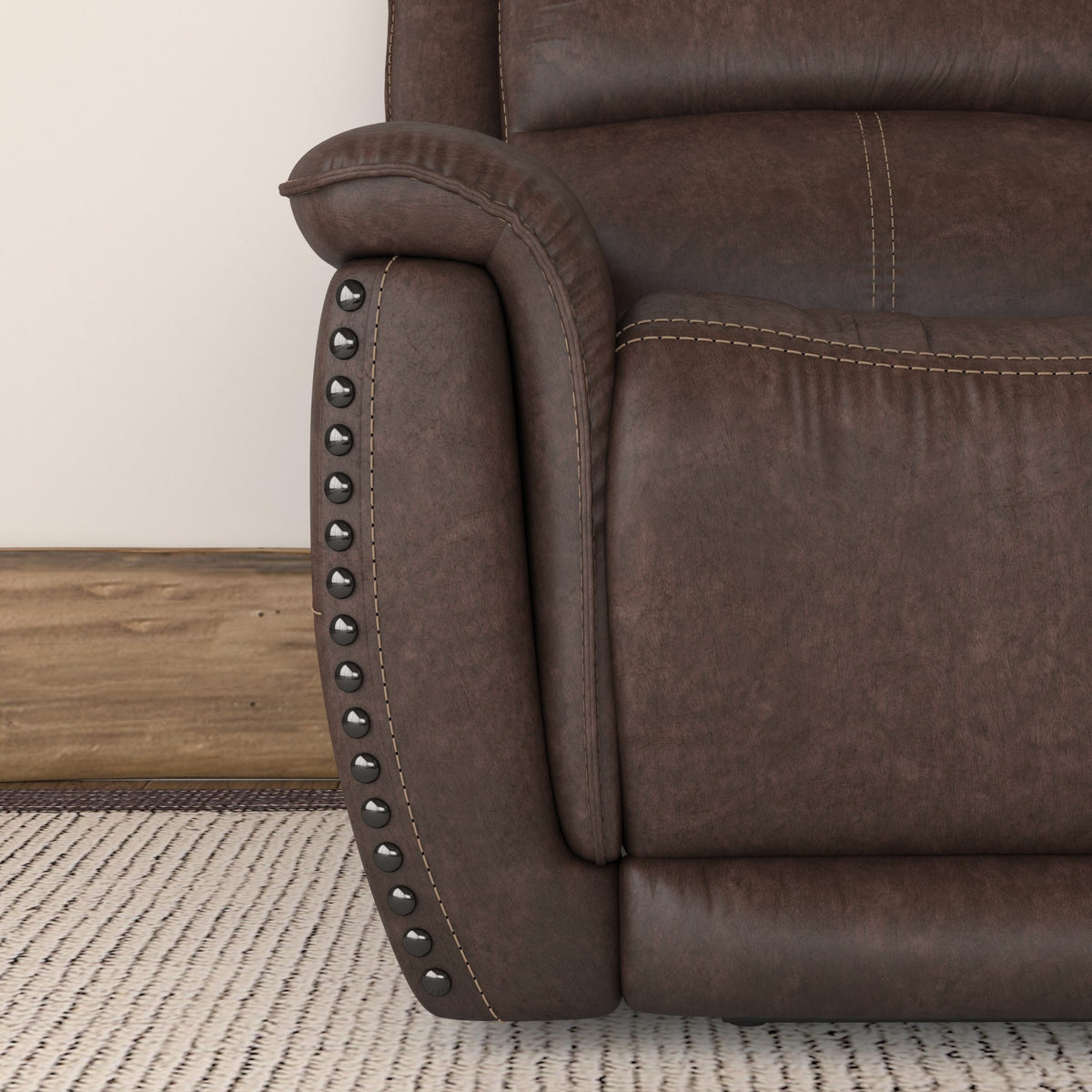 Beau Fabric Power Reclining Loveseat with Console & Power Headrests