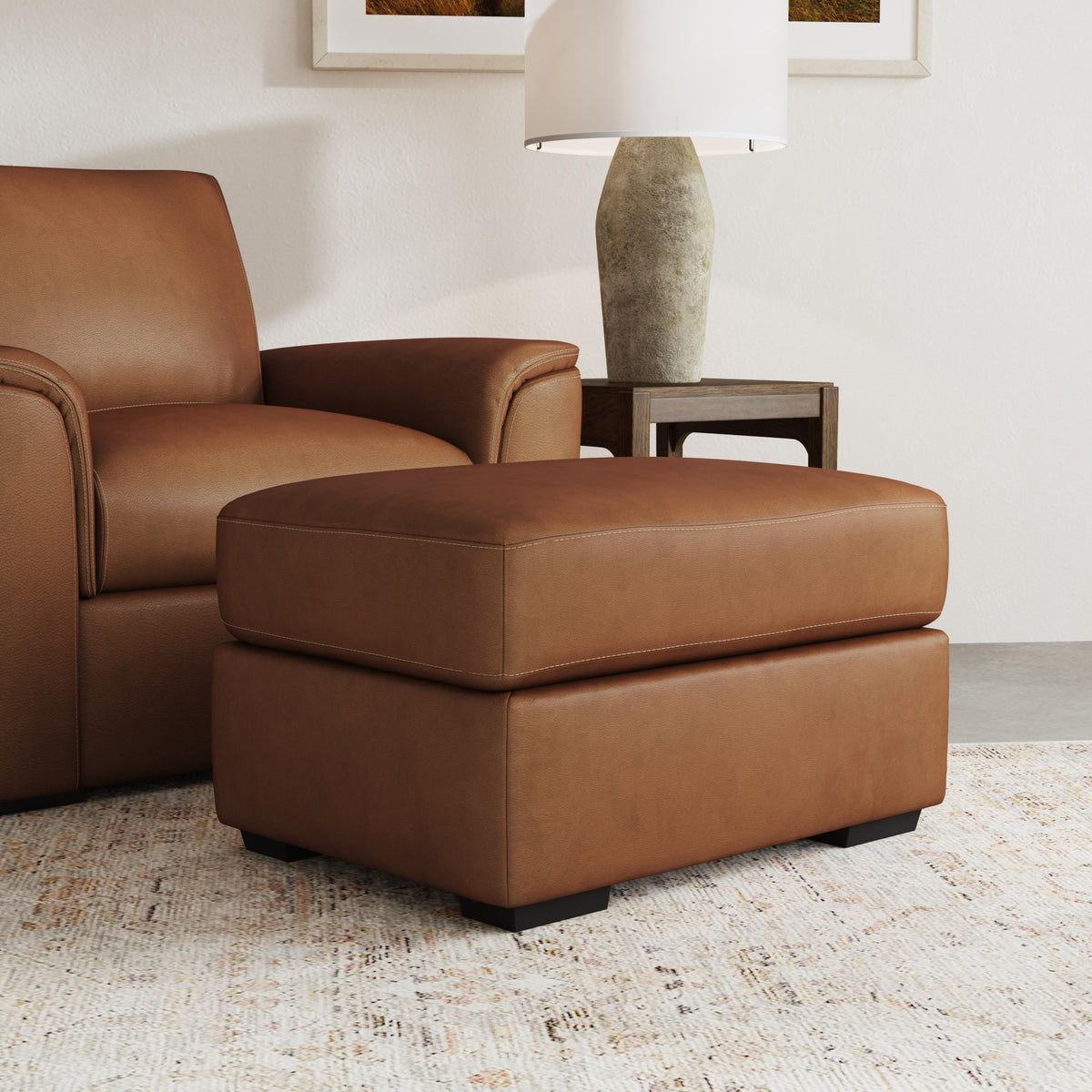 Henry Leather Ottoman