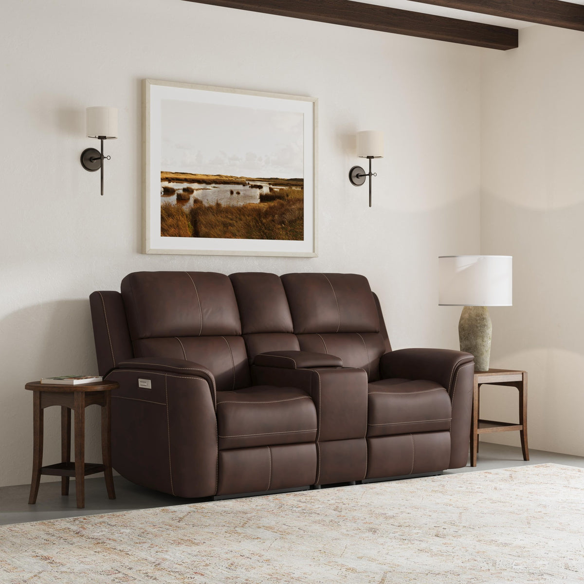 Henry Power Reclining Loveseat with Console & Power Headrests & Lumbar