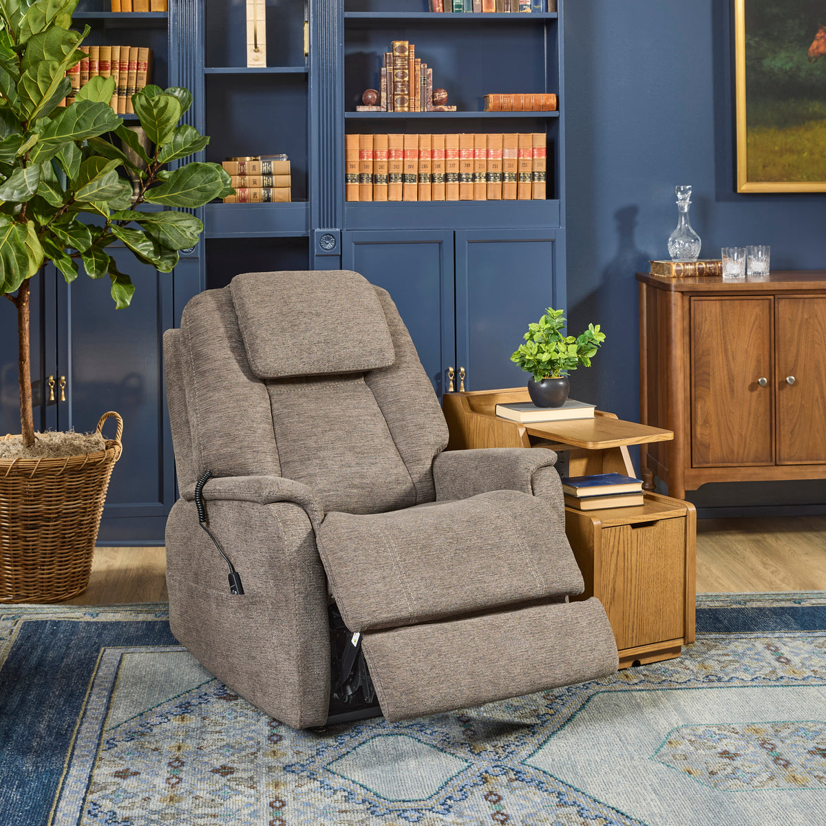 Zecliner Model 3+ Petite Fabric Power Lift Recliner with Power Headrest, Lumbar, Heat & Massage