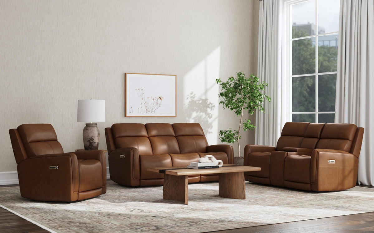 Alister Leather Power Gliding Recliner with Power Headrest and Lumbar