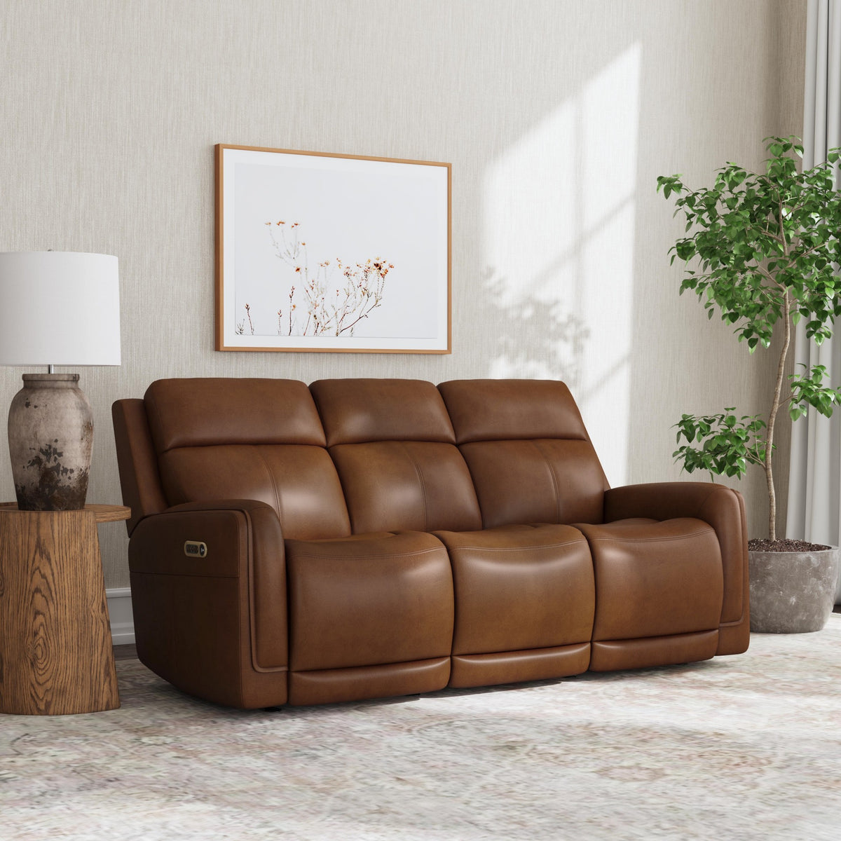 Alister Leather Power Gliding Sofa with Power Headrests & Lumbar