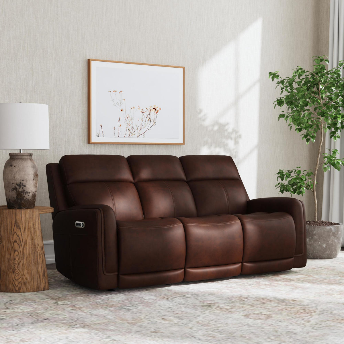 Alister Leather Power Gliding Sofa with Power Headrests & Lumbar