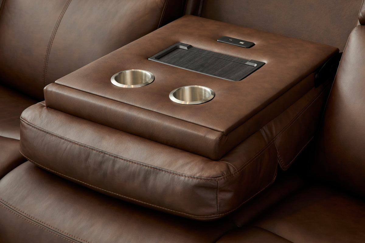 Alister Leather Power Gliding Sofa with Power Headrests & Lumbar