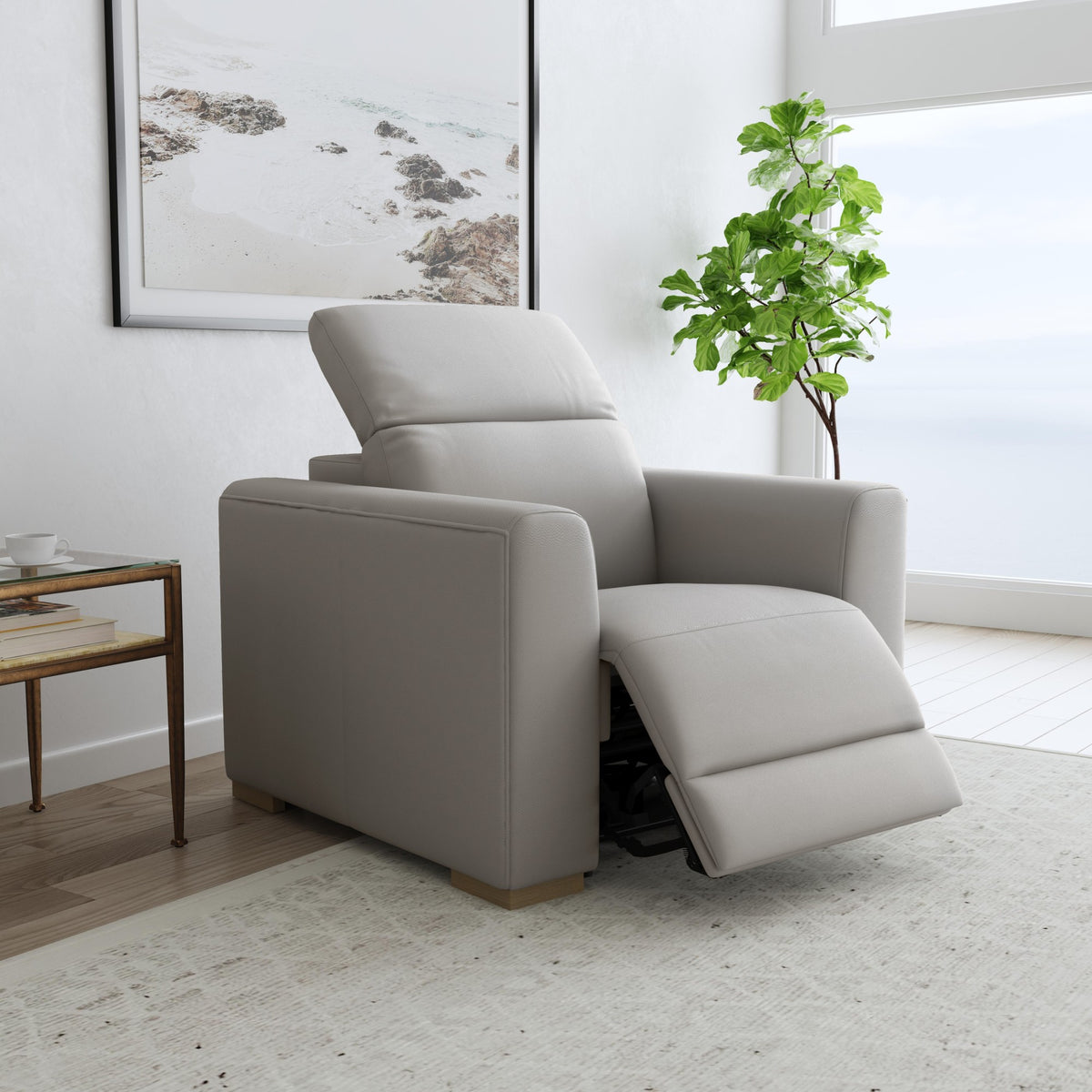 Aurora Leather Power Recliner with Power Headrest