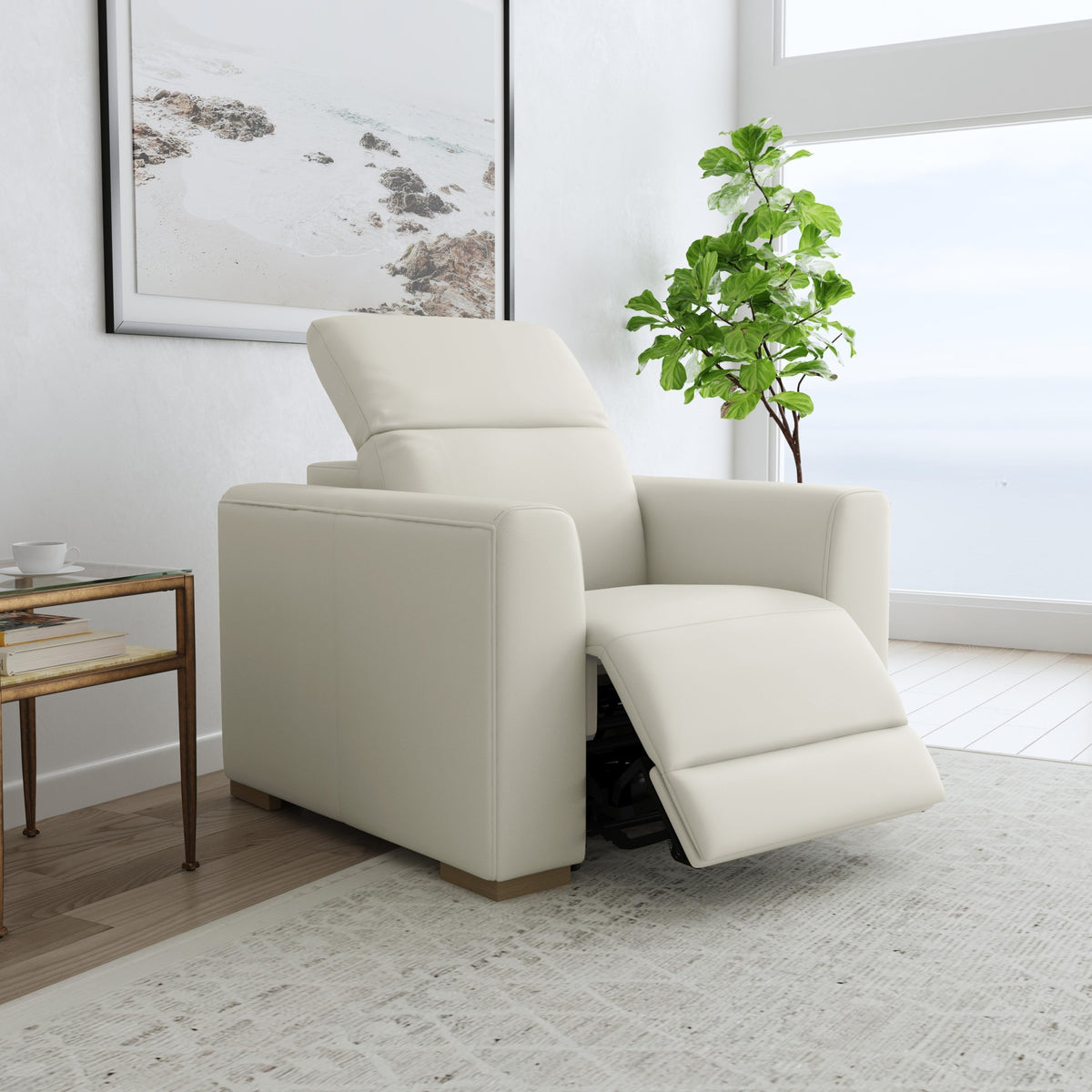 Aurora Leather Power Recliner with Power Headrest