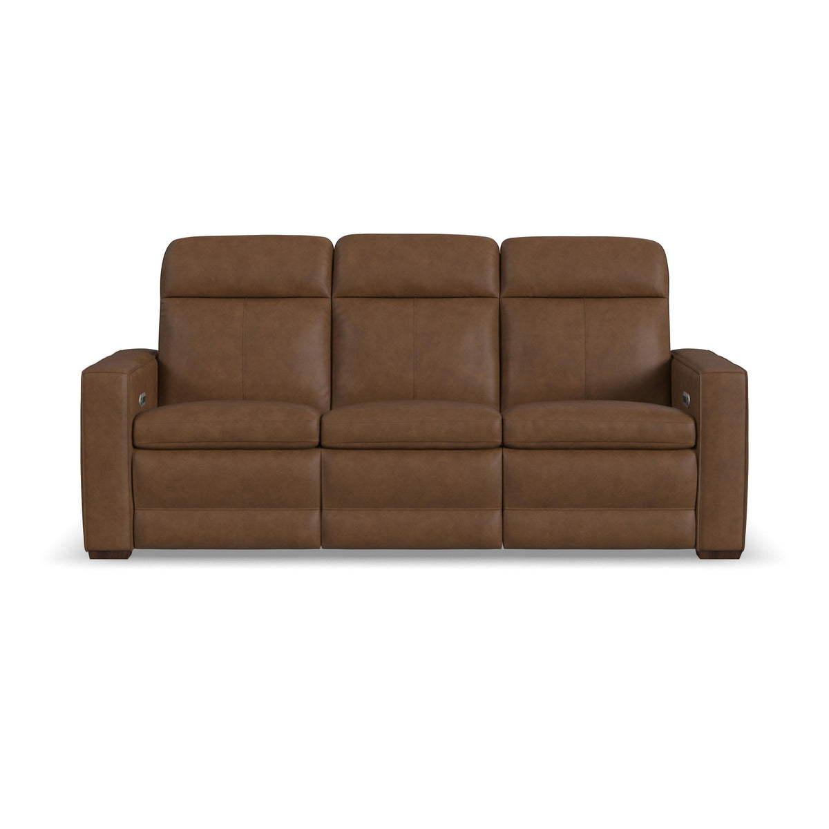 Dutch Leather Power Reclining Sofa with Console, Power Headrest, & Lumbar