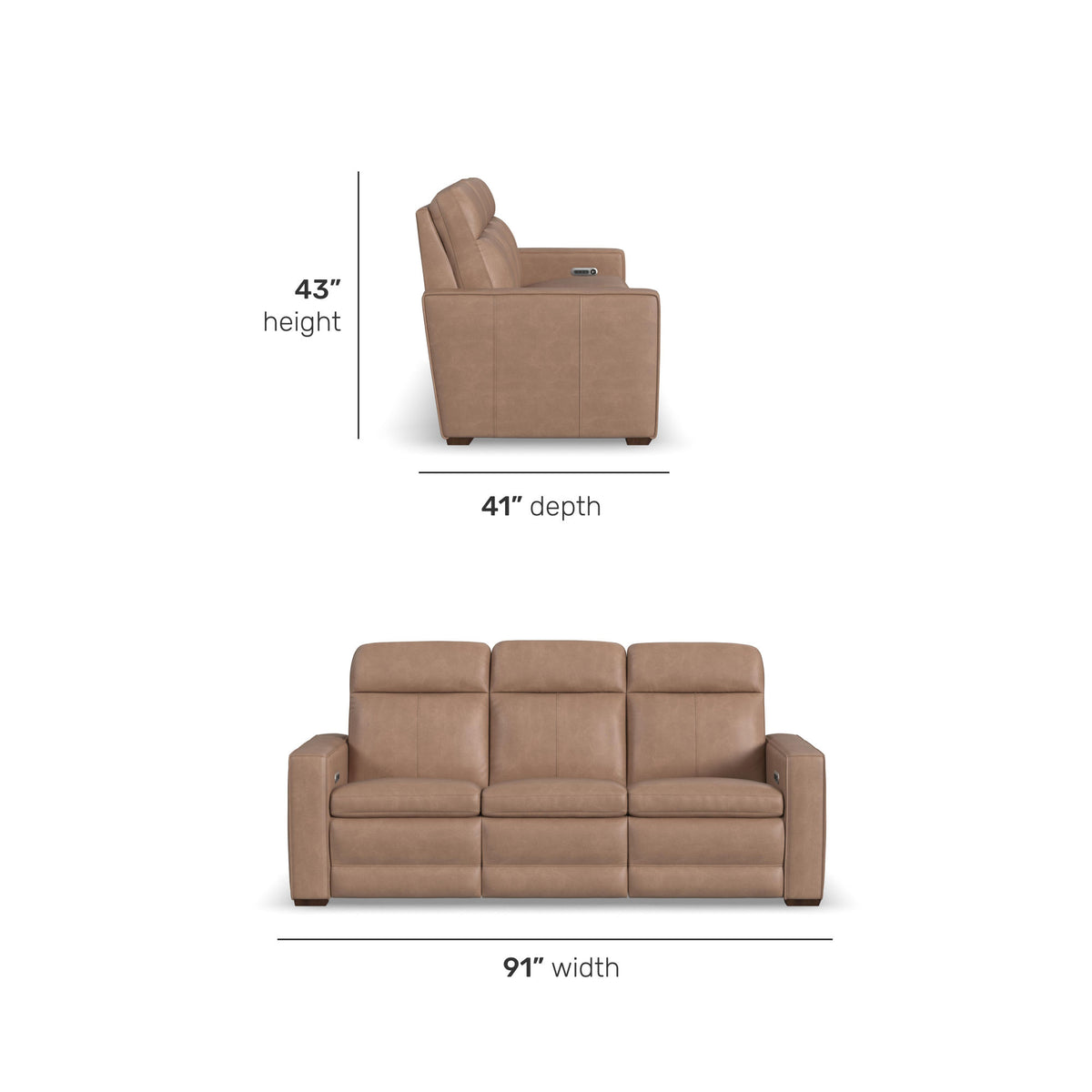 Dutch Leather Power Reclining Sofa with Console, Power Headrest, & Lumbar
