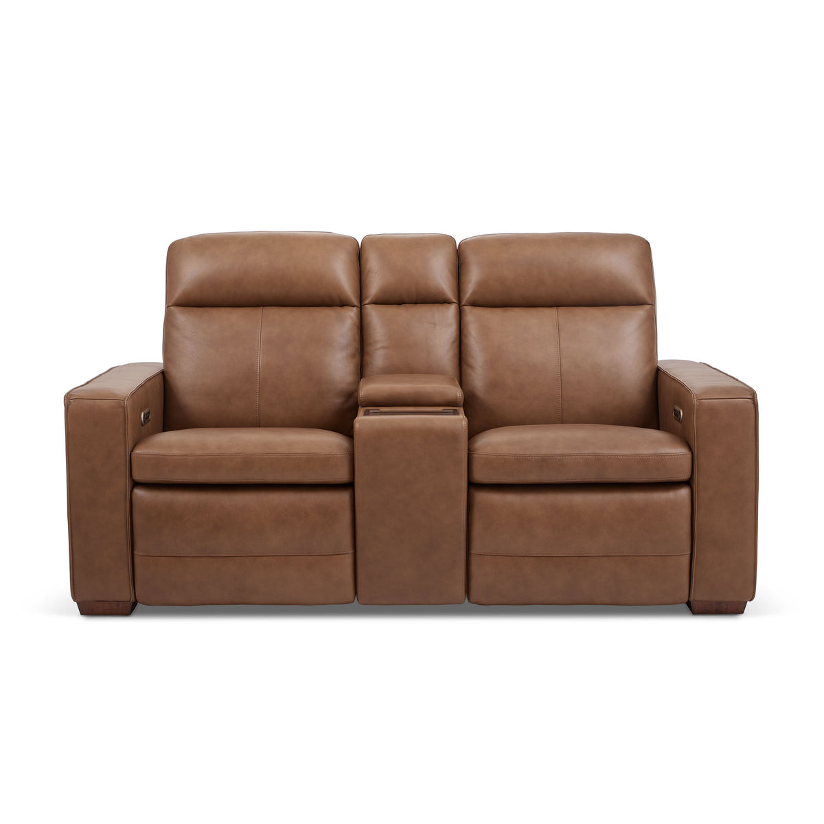 Dutch Leather Power Reclining Loveseat with Console, Power Headrest & Lumbar