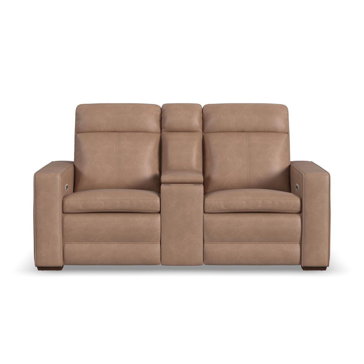 Dutch Leather Power Reclining Loveseat with Console, Power Headrest & Lumbar