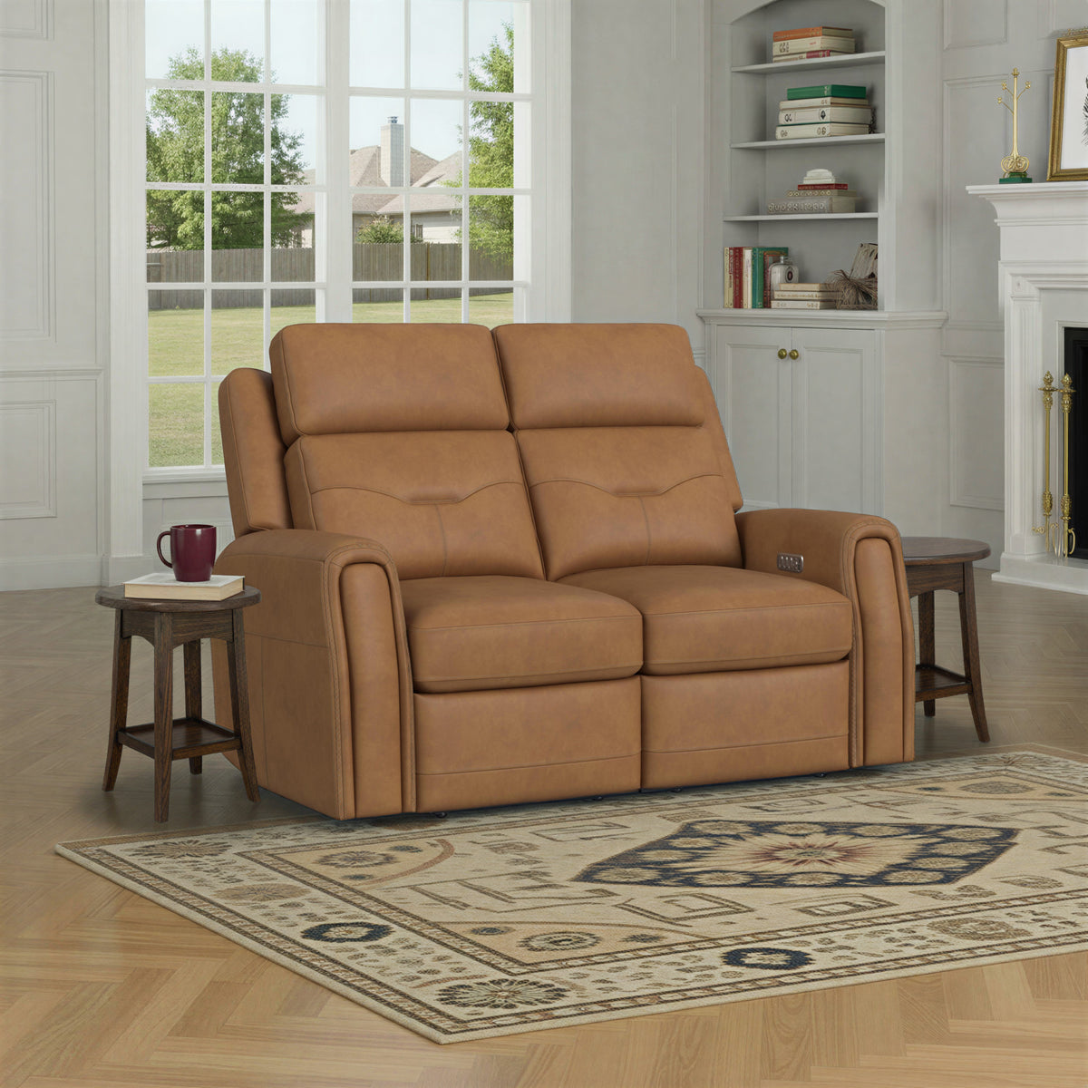 Felix Leather Power Reclining Loveseat with Power Headrest, Lumbar, Heat & Massage