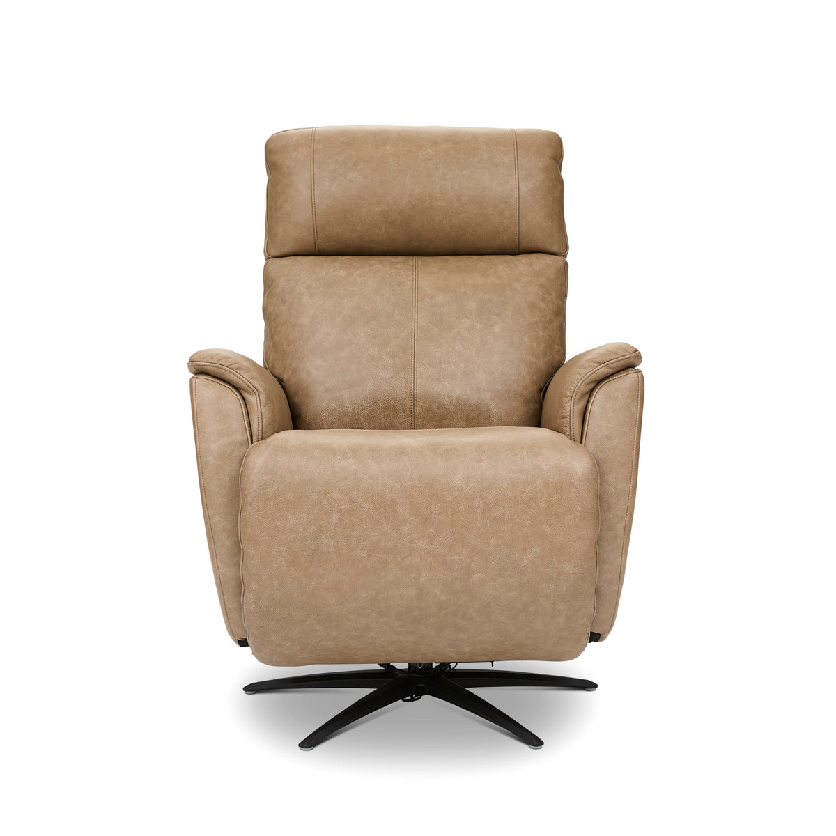 Cove Leather Power Swivel Recliner with Power Headrest, Lumbar, Heat, & Massage