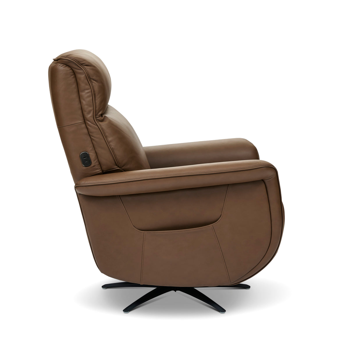 Haven Leather Power Swivel Recliner with Power Headrest, Lumbar, Heat, Massage & Ventilation