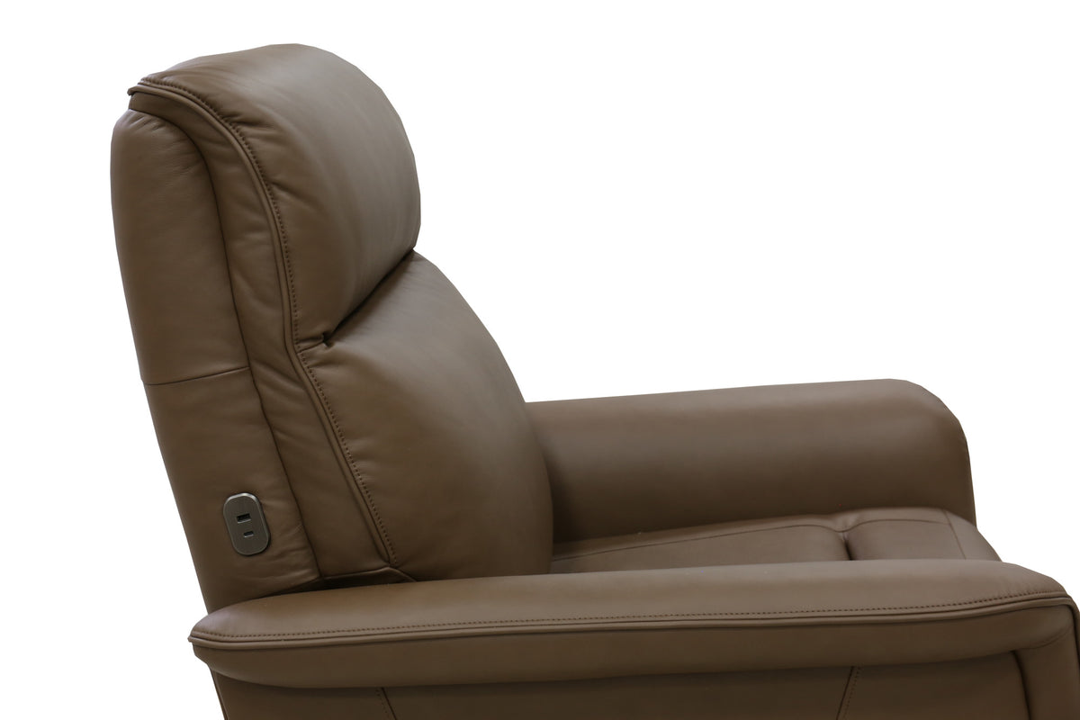 Haven Leather Power Swivel Recliner with Power Headrest, Lumbar, Heat, Massage & Ventilation